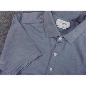 Ministry of Supply Polo Shirt Mens Med Blue Heathered Performance Knit